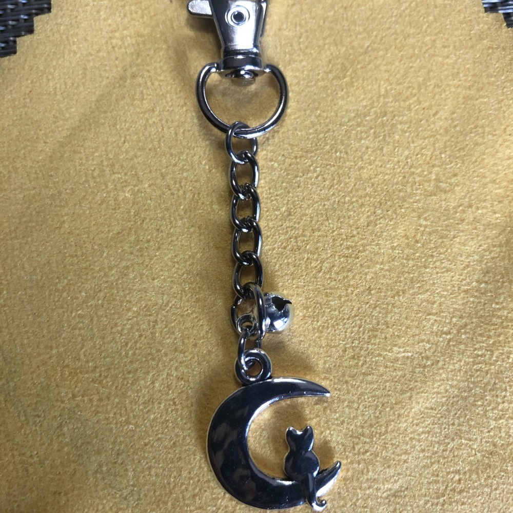 NWOT, Handmade by A Charmed Life. Silver Cat on Moon